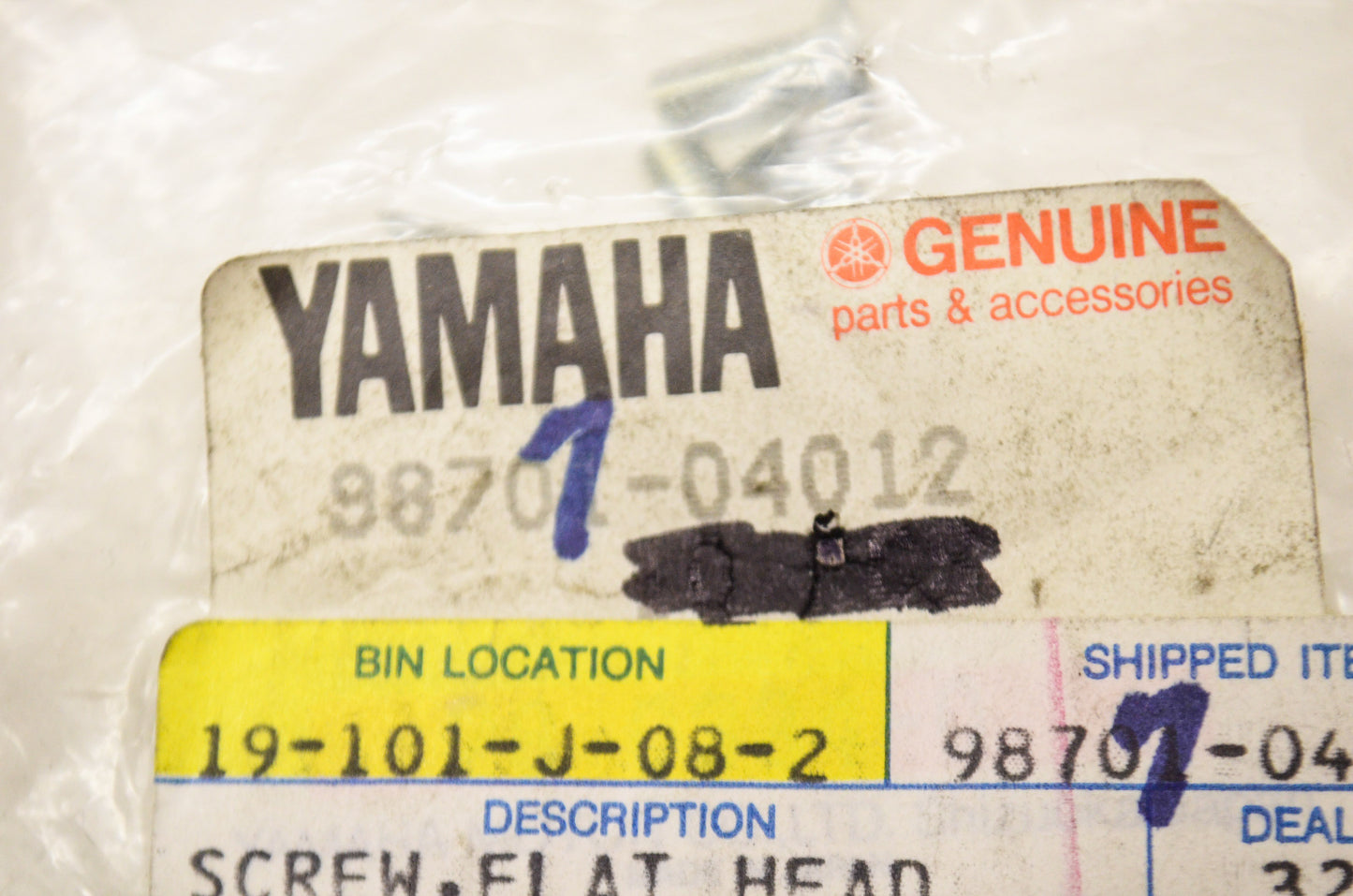 OEM Yamaha 98707-04012-00 Flat Screw Qty 2 NOS