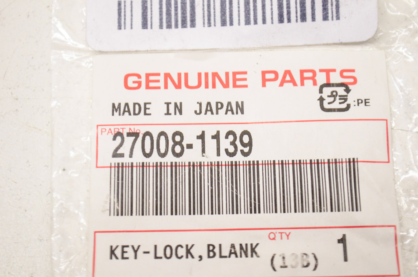 OEM Kawasaki 27008-1139 Blank Lock Key NOS