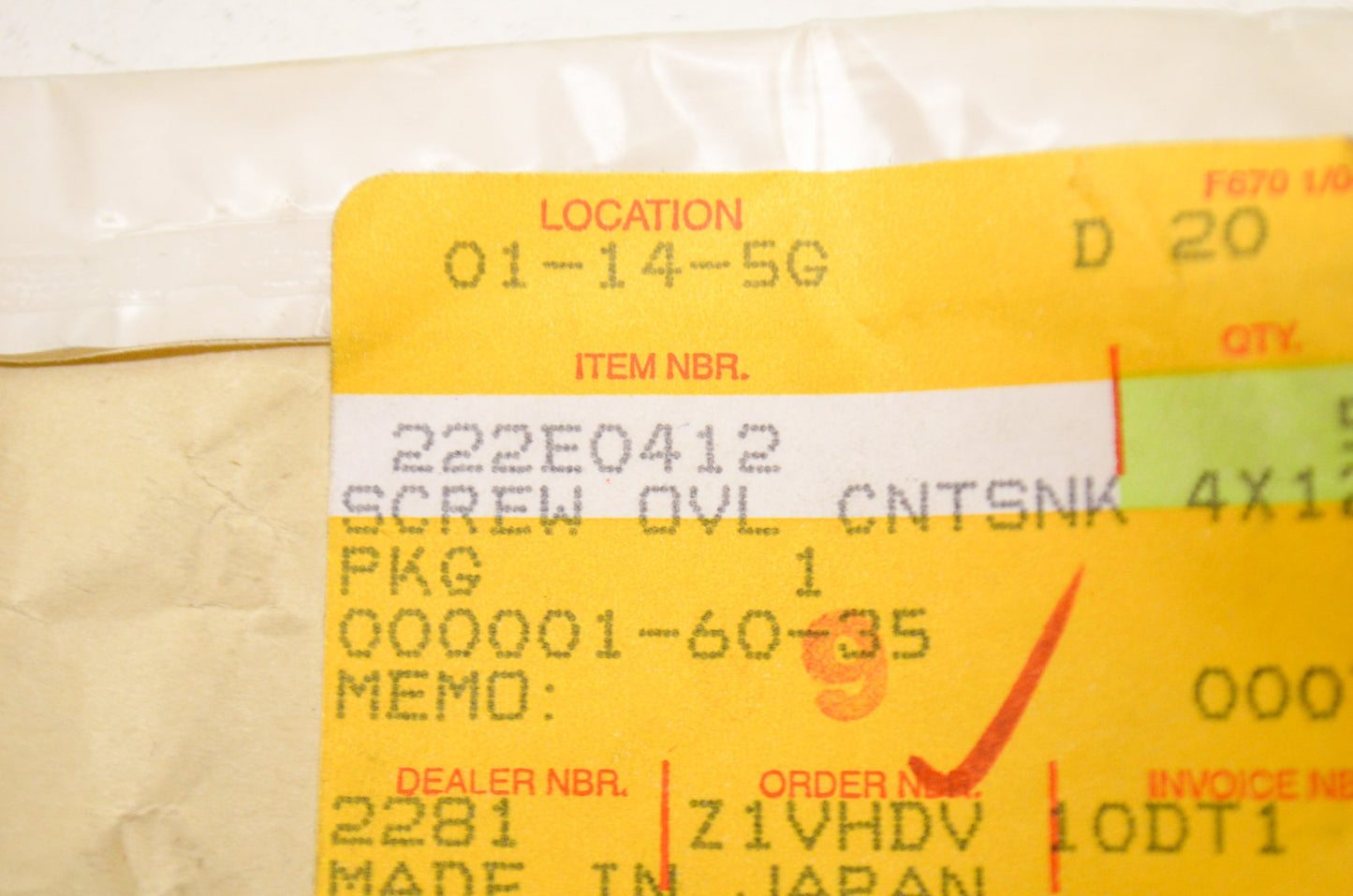 OEM Kawasaki 222E0412 Countersunk Oval Screw 4X12 Qty 3 NOS