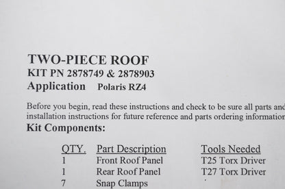 Lock & Ride Tinted Roof Kit RZR XP NOS