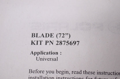 72' Snow Plow Blade Kit NOS