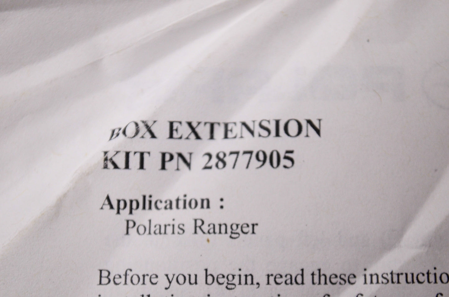 OEM Polaris 2877905 Extension Bed Wall NOS