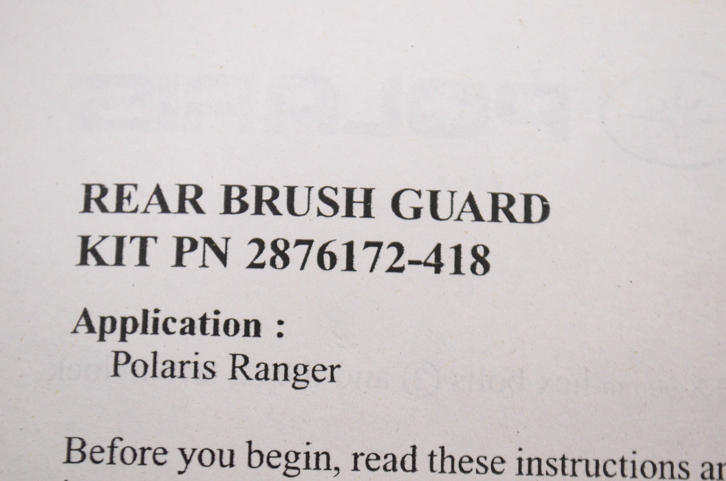 Extreme Rear Brush Guard NOS