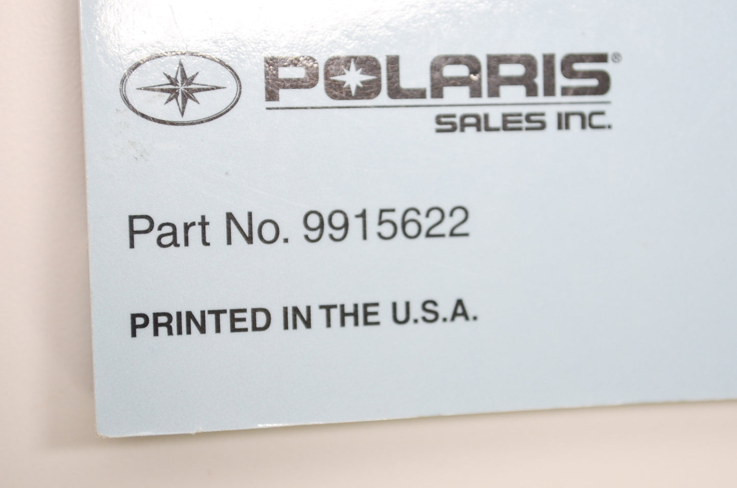 OEM Polaris 9915622 Owner's Manual 01 Snow NOS