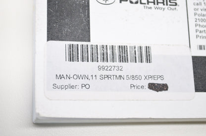 OEM Polaris 9922732 Owner's Manual 11 Sportsman 5/850 XP/EPS NOS