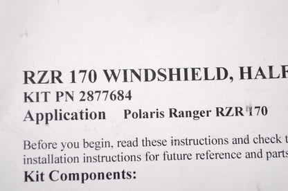 New OEM Polaris RZR 170 Economy Half Windshield NOS