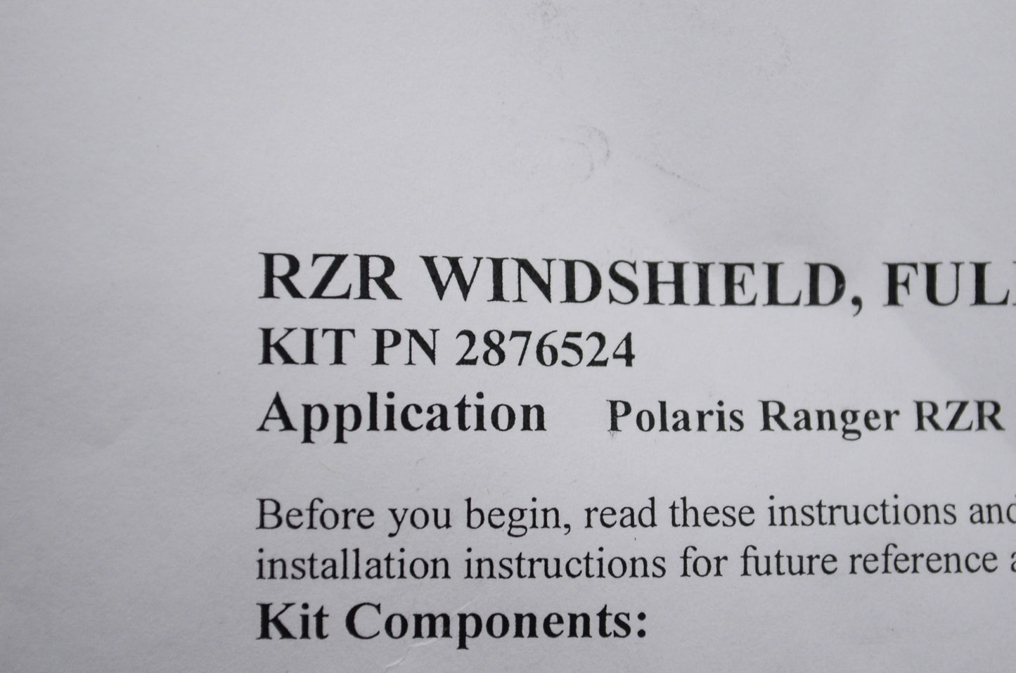 New OEM RZR Lock & Ride Poly Full Windshield NOS