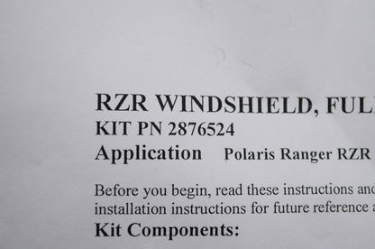 New OEM RZR Lock & Ride Poly Full Windshield NOS