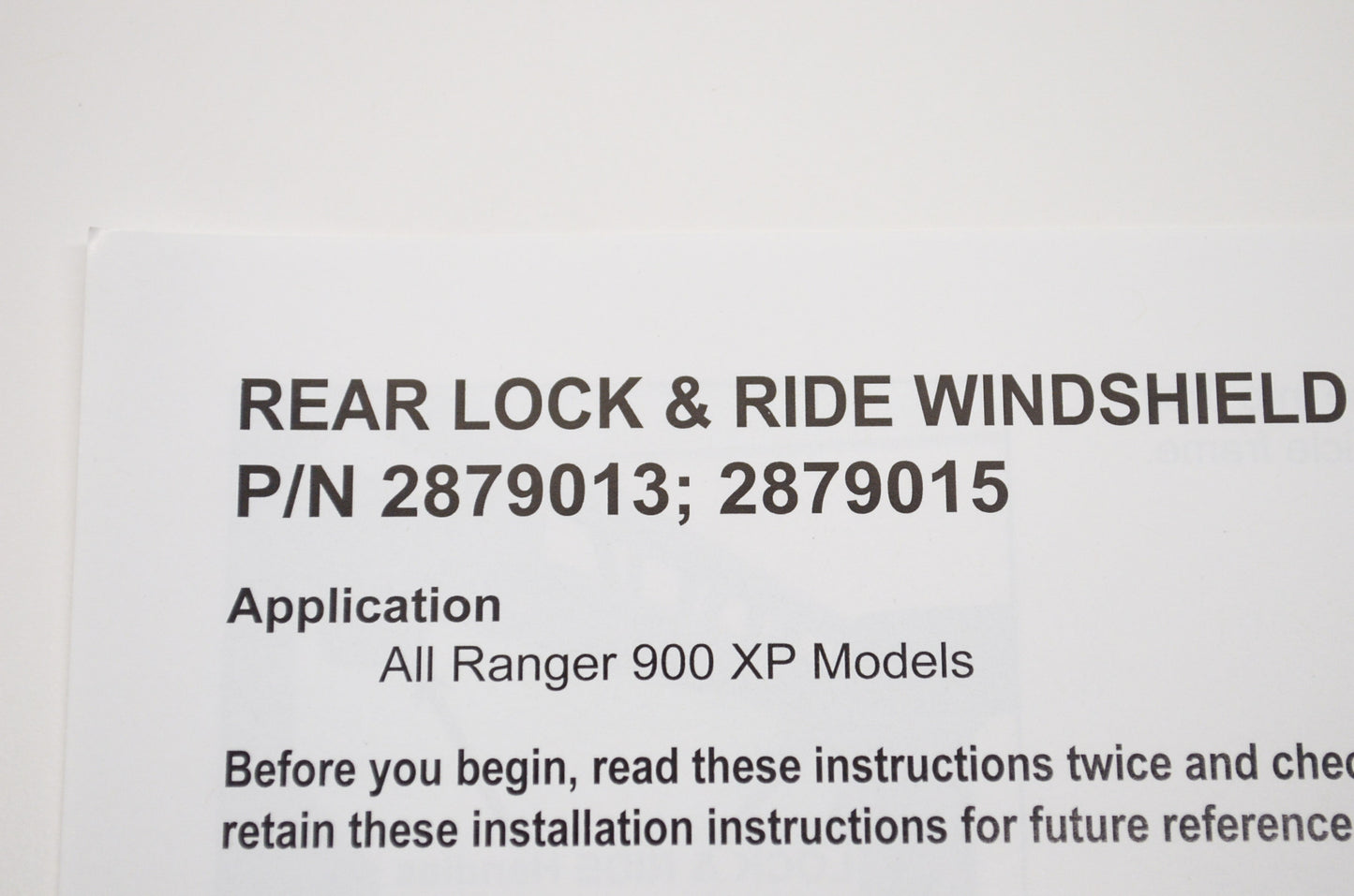 Lock & Ride Pro Fit Sliding Glass Rear Panel NOS
