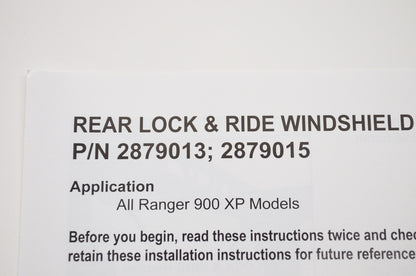 Lock & Ride Pro Fit Sliding Glass Rear Panel NOS