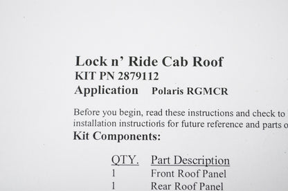 Lock n' Ride Poly Cab Roof NOS