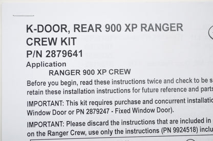 New OEM Polaris Lock & Ride Pro-Fit Poly Rear Doors 900 XP Ranger NOS
