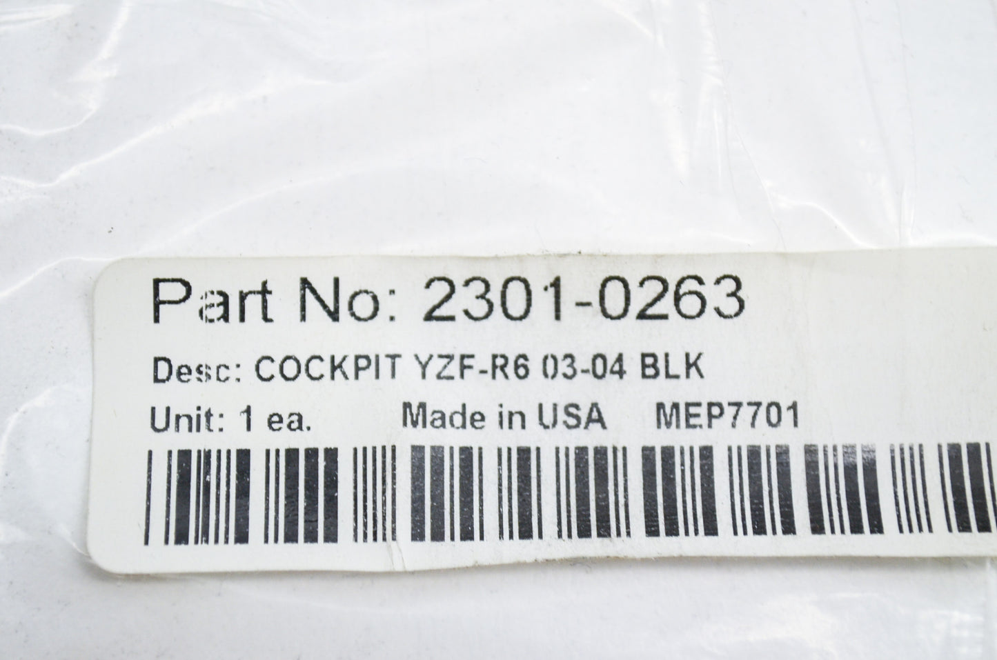 Memphis Shades 2301-0263 Black Cockpit 03-06 YZF-R6 NOS