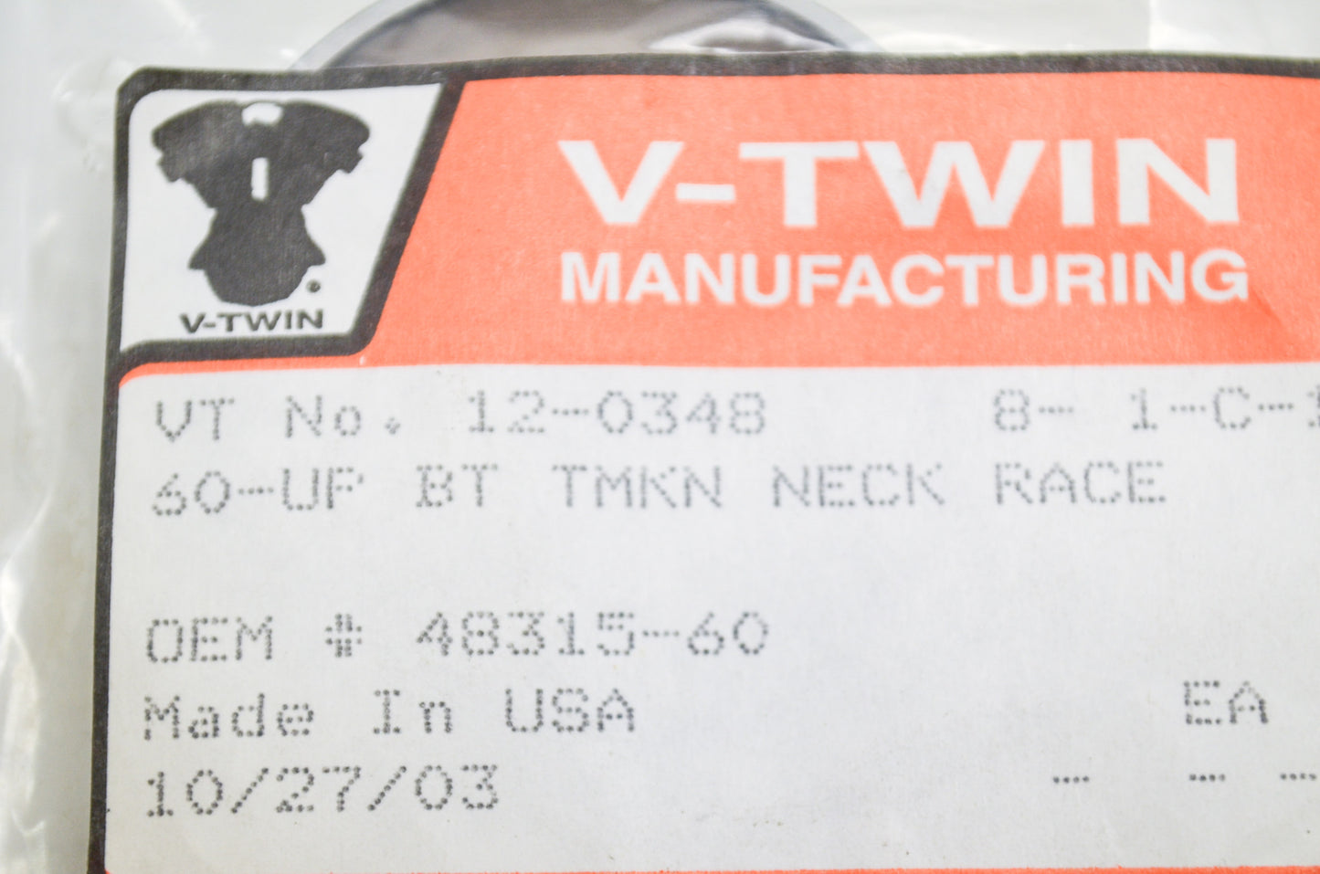 New V-Twin Fork Neck Cup Bearing Race Big Twin NOS