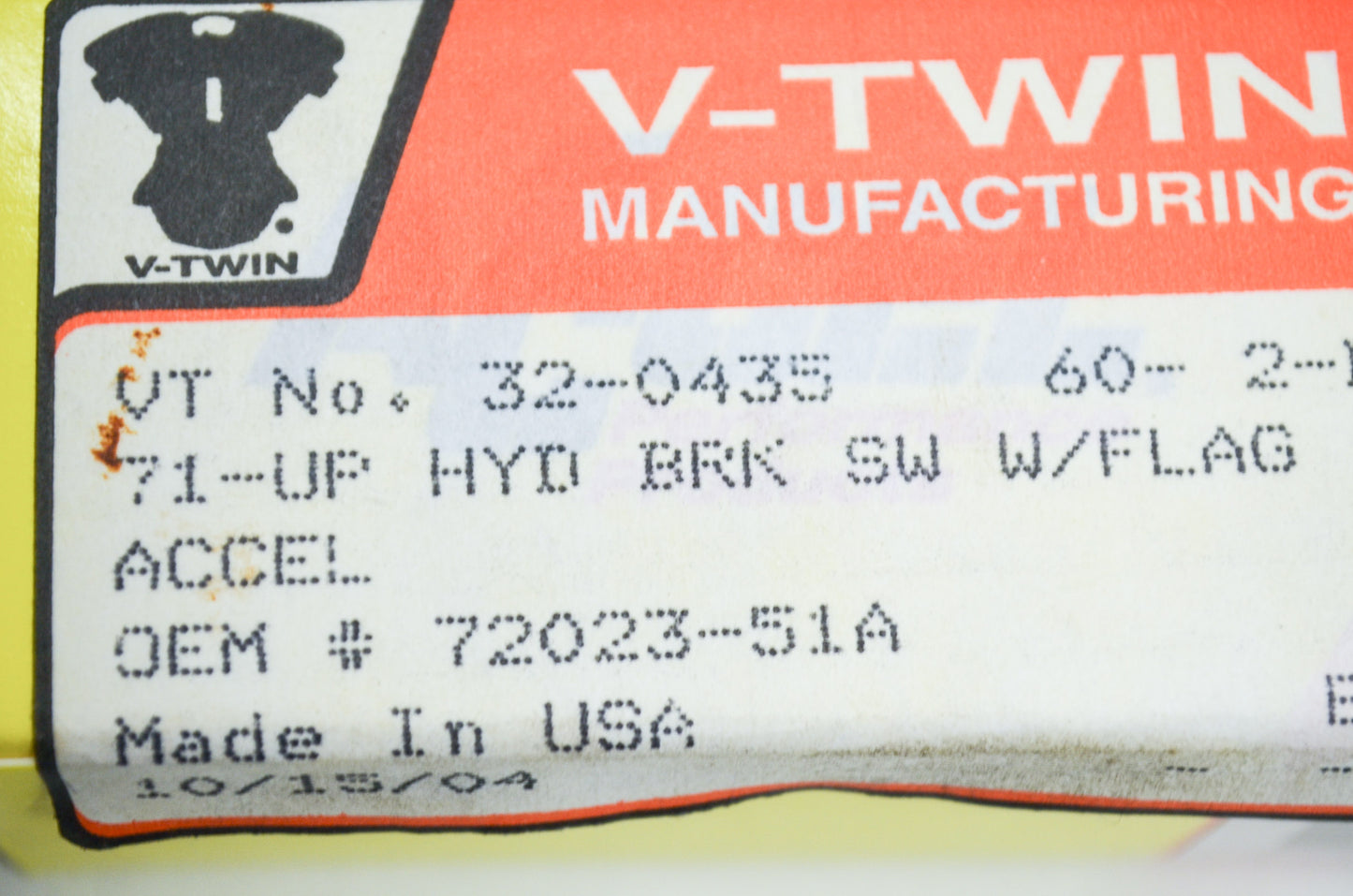 New V-Twin Accel Hydraulic Brake Switch NOS