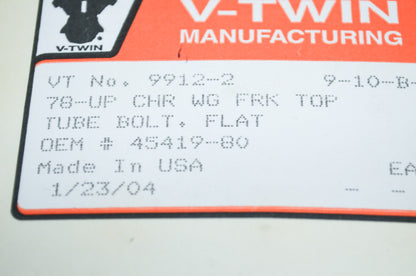 V-Twin 9912-2, 45419-80 Fork Top Tube Plug Flat Chrome NOS