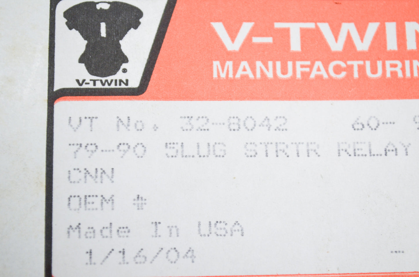 New V-Twin Starter Relay Connector NOS
