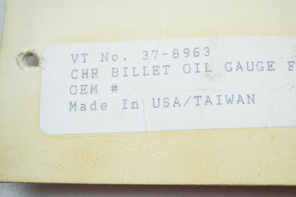 New V-Twin Oil pressure Gauge Fitting Chrome NOS