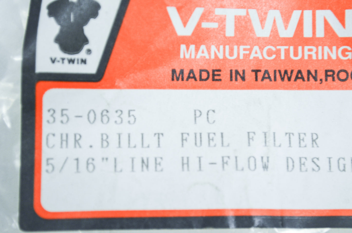 New V-Twin Chrome Billet Fuel Filter NOS