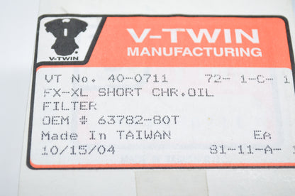 V-Twin 40-0711, 63782-80T Spin-On Oil Filter FX XL NOS