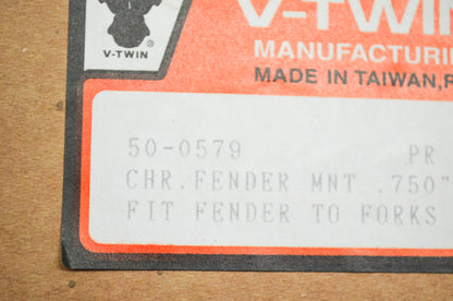 New V-Twin Chrome Front Fender Mount Spacer Qty 2 NOS