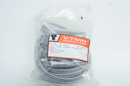 New V-Twin Flex Chrome Hose Cover 3/8' X 25' NOS