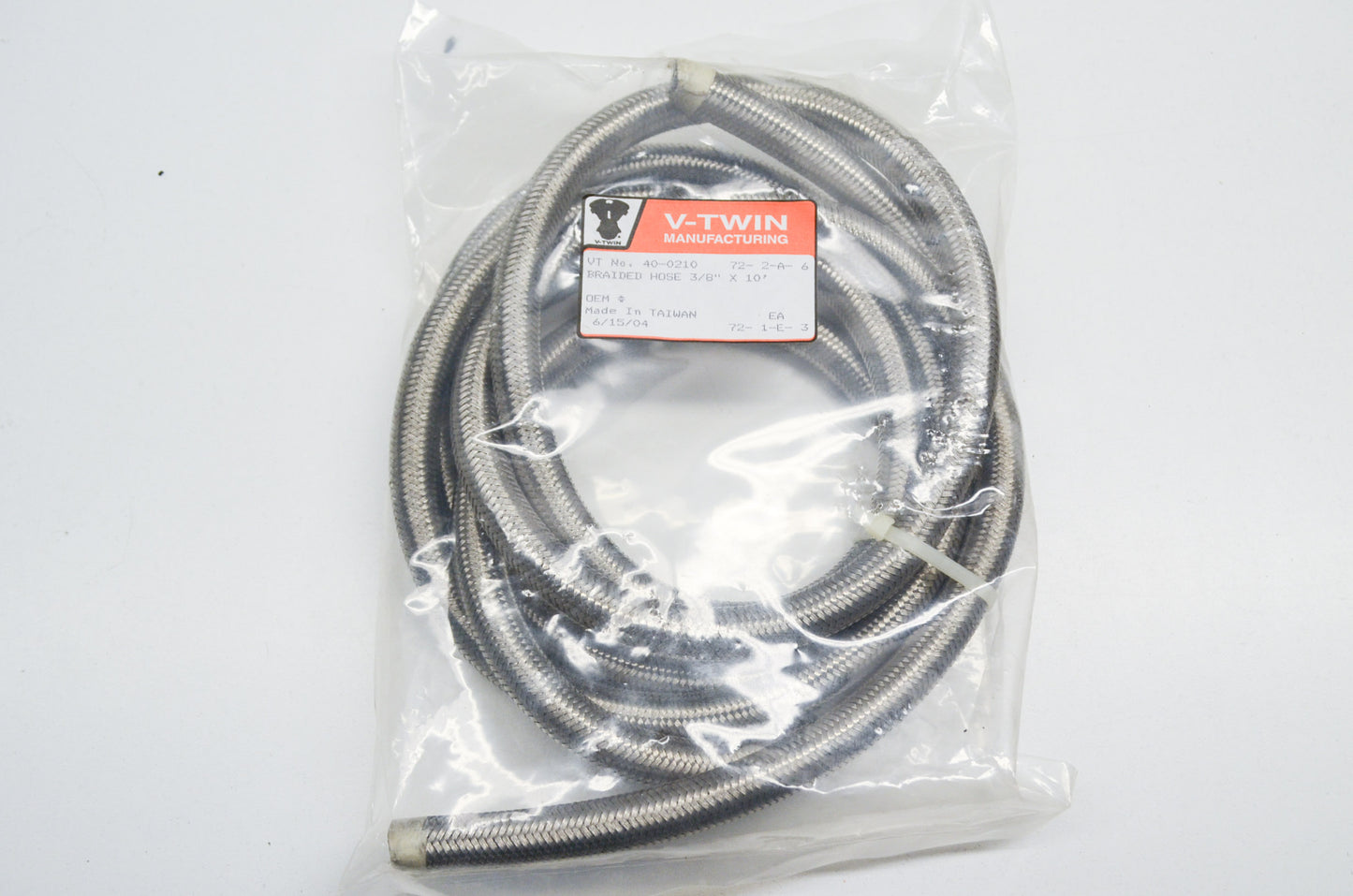 New V-Twin Braided Stainless Steel Hose 3/8' X 10' NOS
