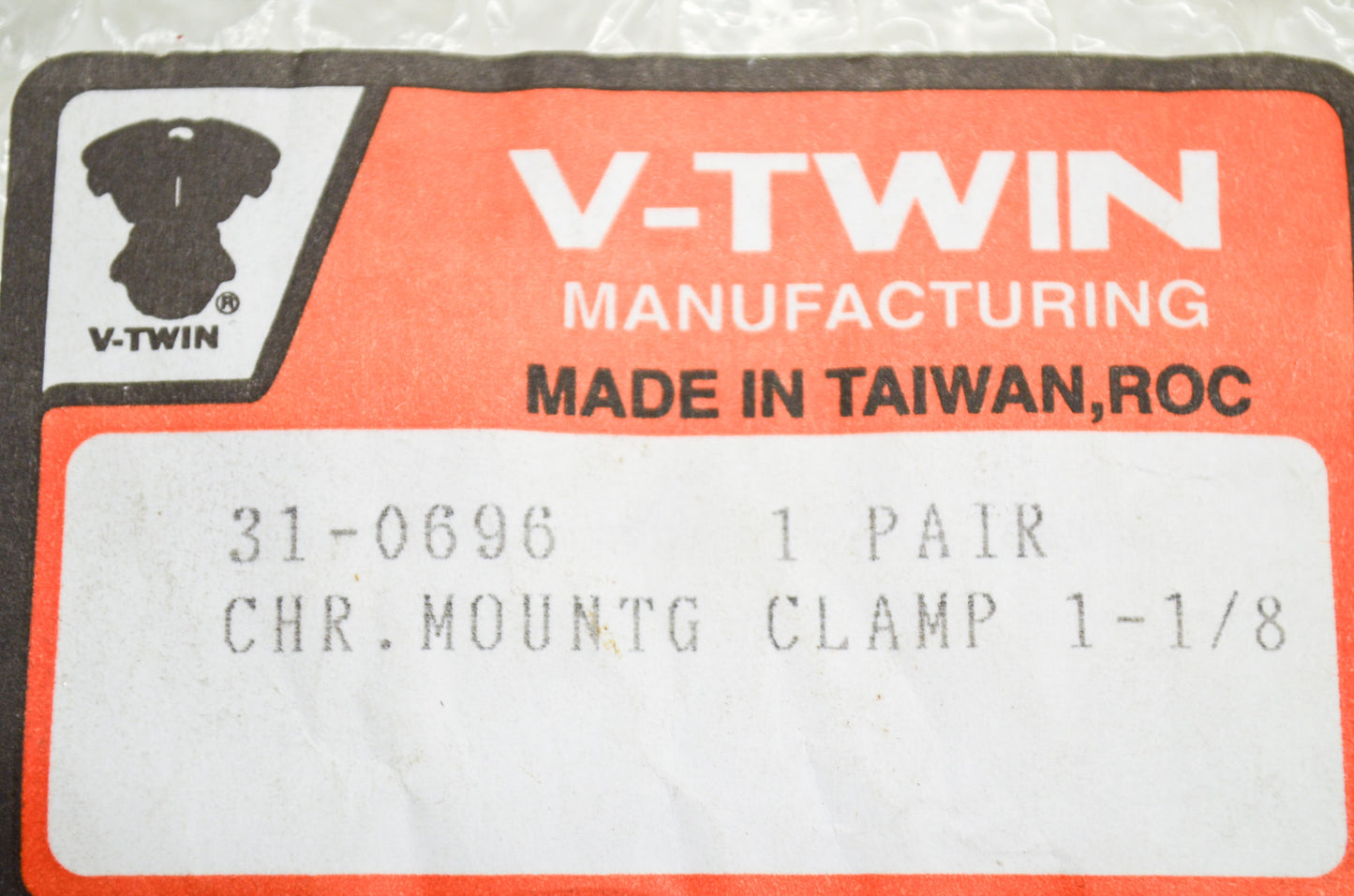 New V-Twin Chrome Universal Mount Clamp 1-1/8' Qty 2 NOS