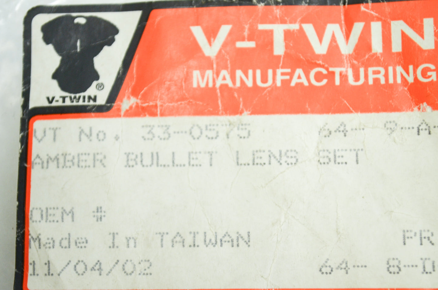 New V-Twin Bullet Style Amber Lens NOS
