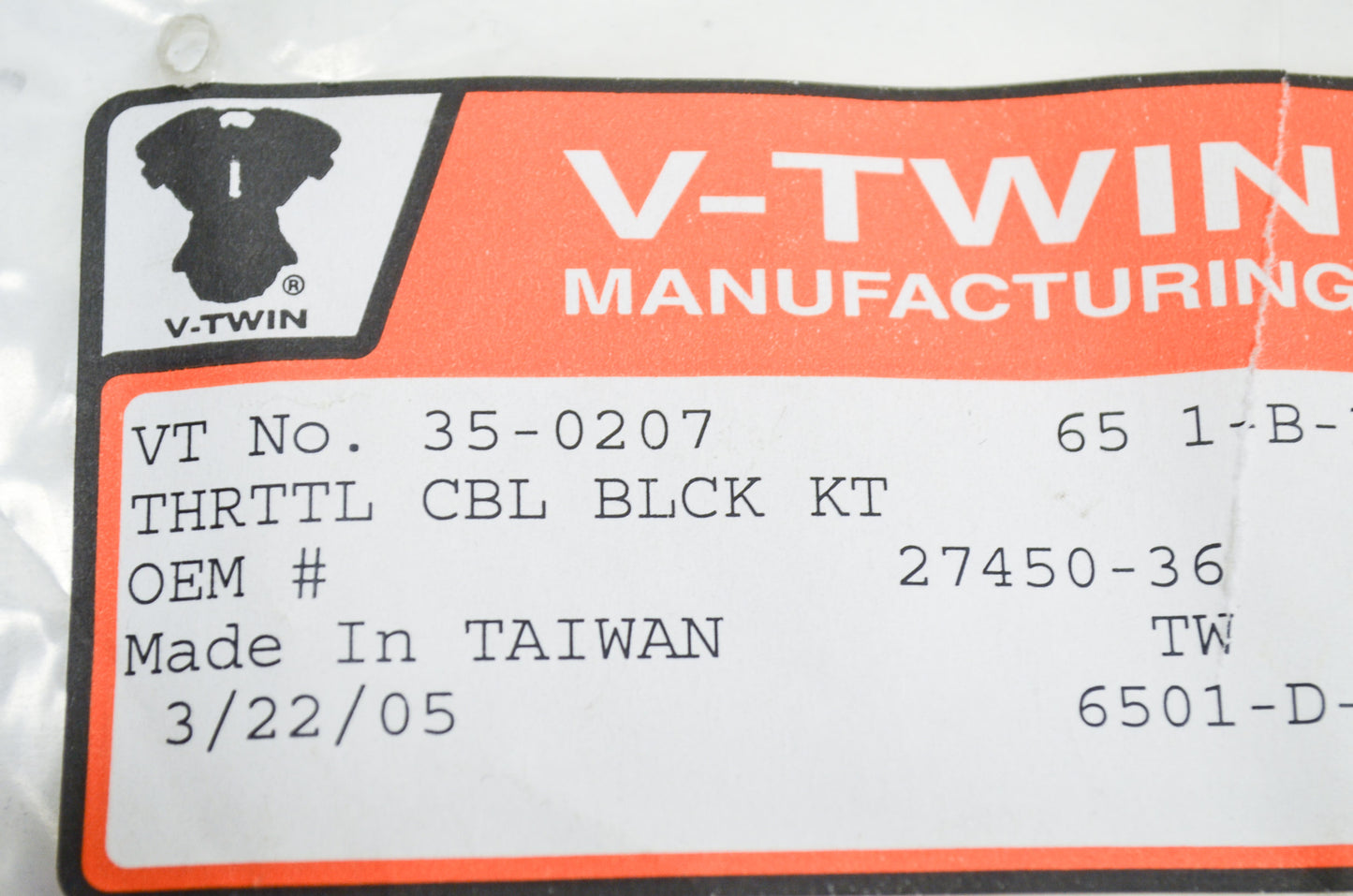 New V-Twin Carburetor Cable Block Kit NOS