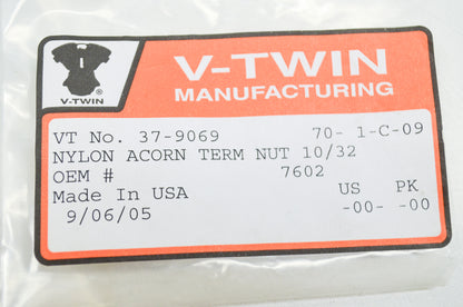 V-Twin 37-9069, 7602 Nylon Acorn Plastic Nuts Qty 20 NOS