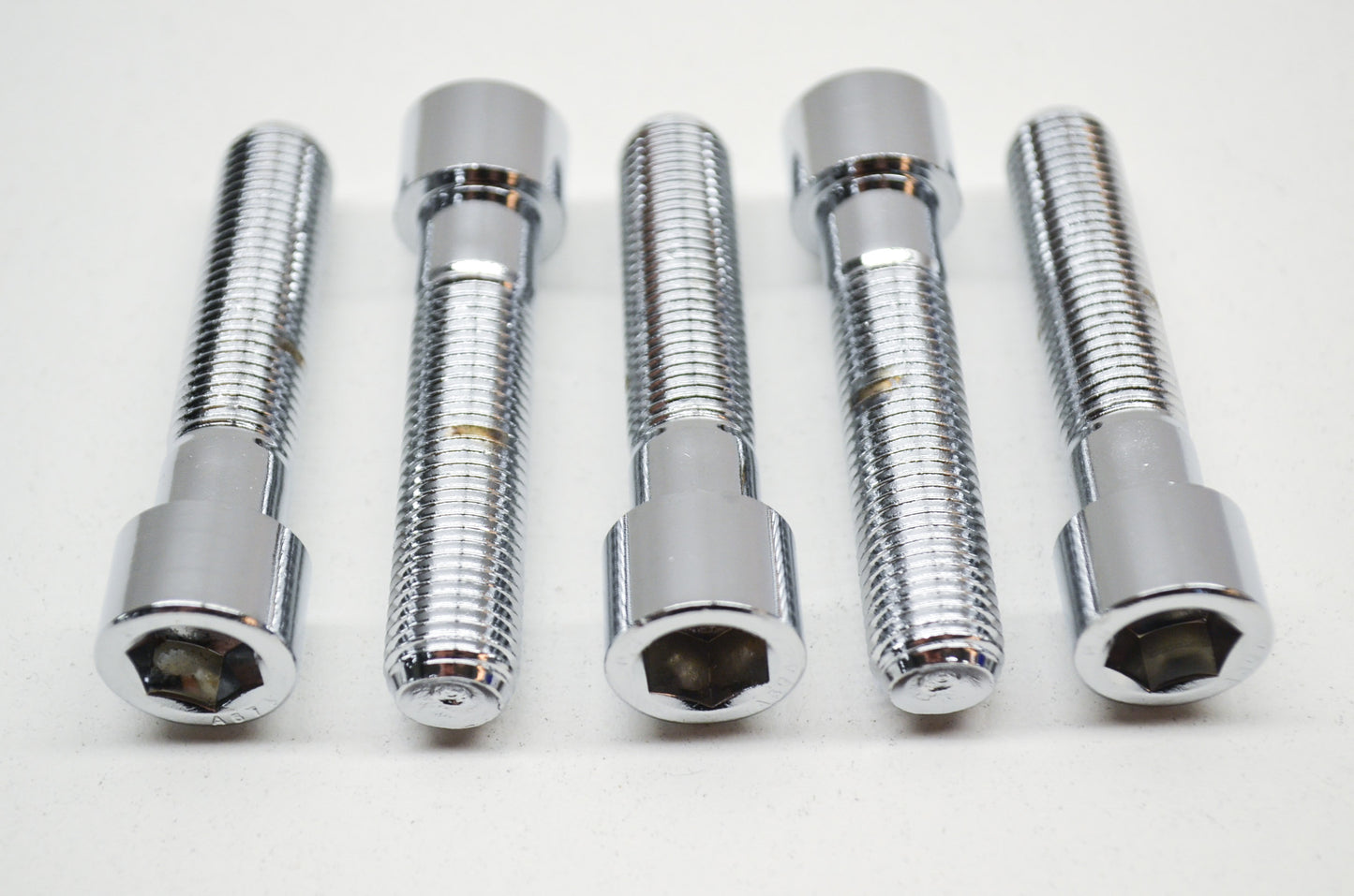 New Custom Chrome Smooth Chrome Plated Allen Head Bolts 7/16-20x2 Qty 5 NOS