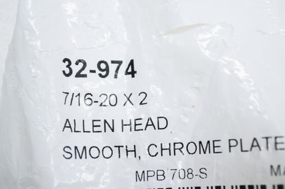 New Custom Chrome Smooth Chrome Plated Allen Head Bolts 7/16-20x2 Qty 5 NOS