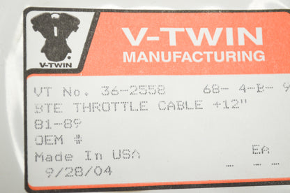 New V-Twin Throttle Cable NOS