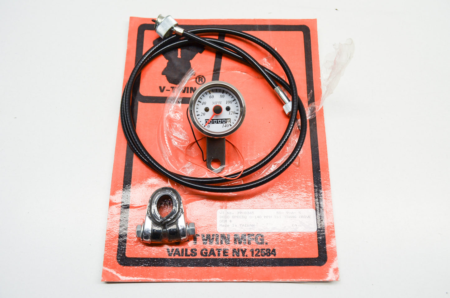 New V-Twin Deco Mini 48mm Speedometer Kit With 2:1 Ratio NOS