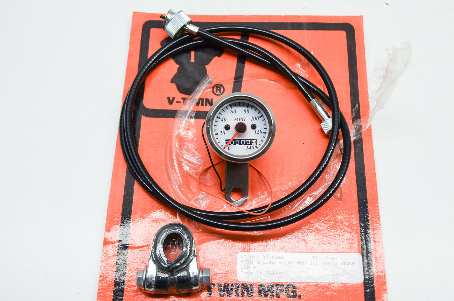 New V-Twin Deco Mini 48mm Speedometer Kit With 2:1 Ratio NOS