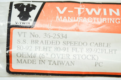 New V-Twin 44.5' Braided Stainless Steel Speedometer Cable Braided Stainless Ste