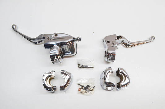 New Custom Chrome Smooth Handlebar Control Kit NOS