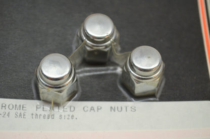 New V-Twin Colony Chrome Cap Nut Fine 3/8'-24 Thread Qty 3 NOS