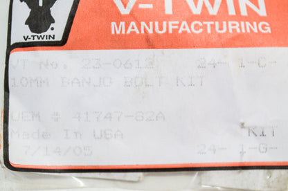 New V-Twin Chrome Brake Hose 10mm Banjo Bolt Kit NOS