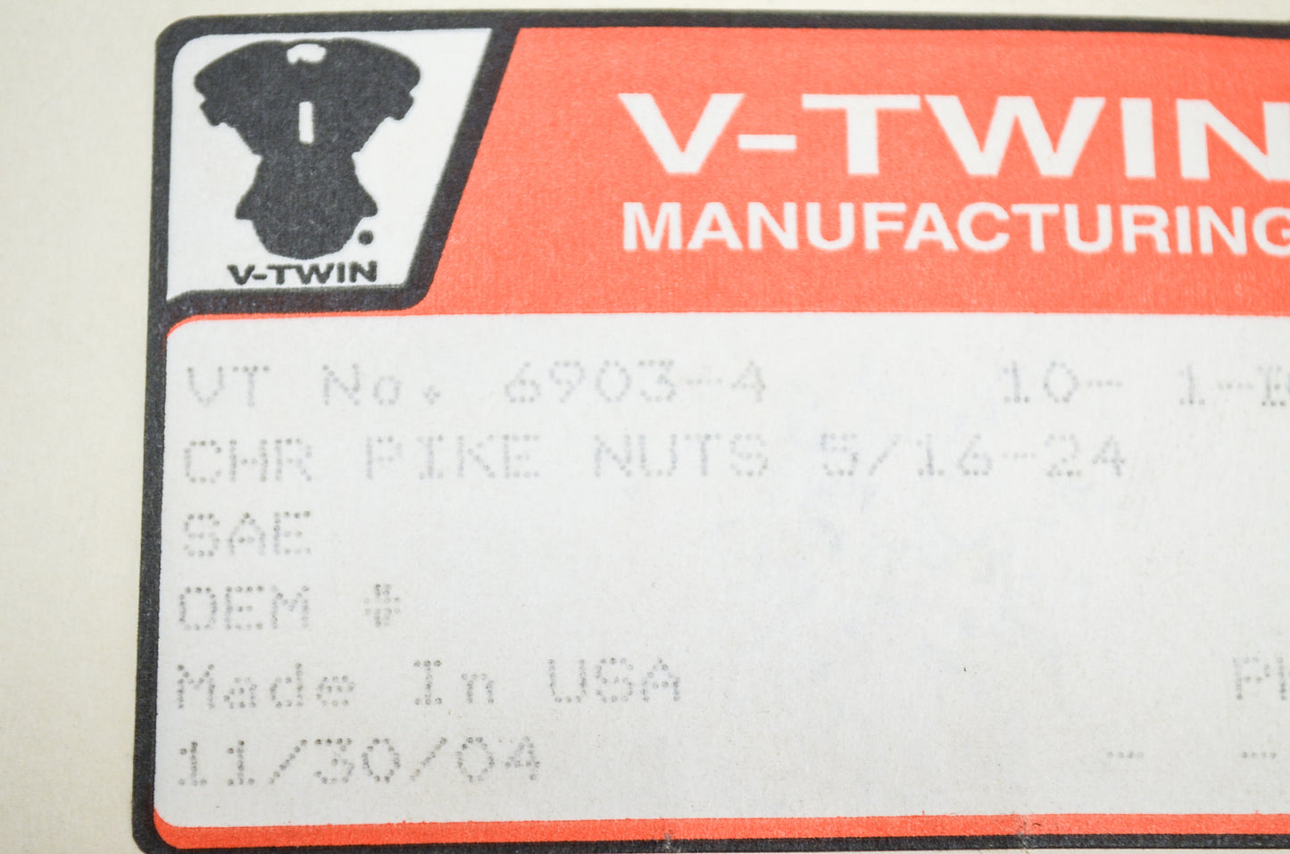 New V-Twin Colony Chrome Pike Nut Fine, 5/16'-24 Thread Qty 4 NOS