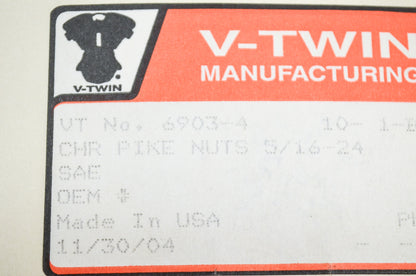 New V-Twin Colony Chrome Pike Nut Fine, 5/16'-24 Thread Qty 4 NOS