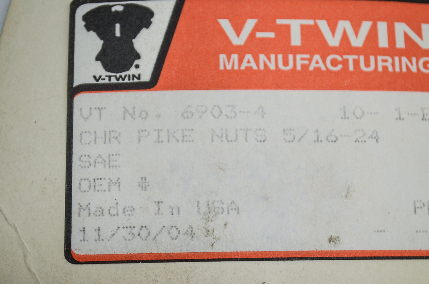 New V-Twin Colony Chrome Pike Nut Fine, 5/16'-24 Thread Qty 3 NOS