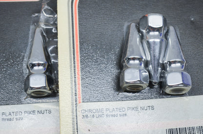 New V-Twin Colony Chrome Pike Nut, 3/8'-16 Coarse Thread Qty 4 NOS