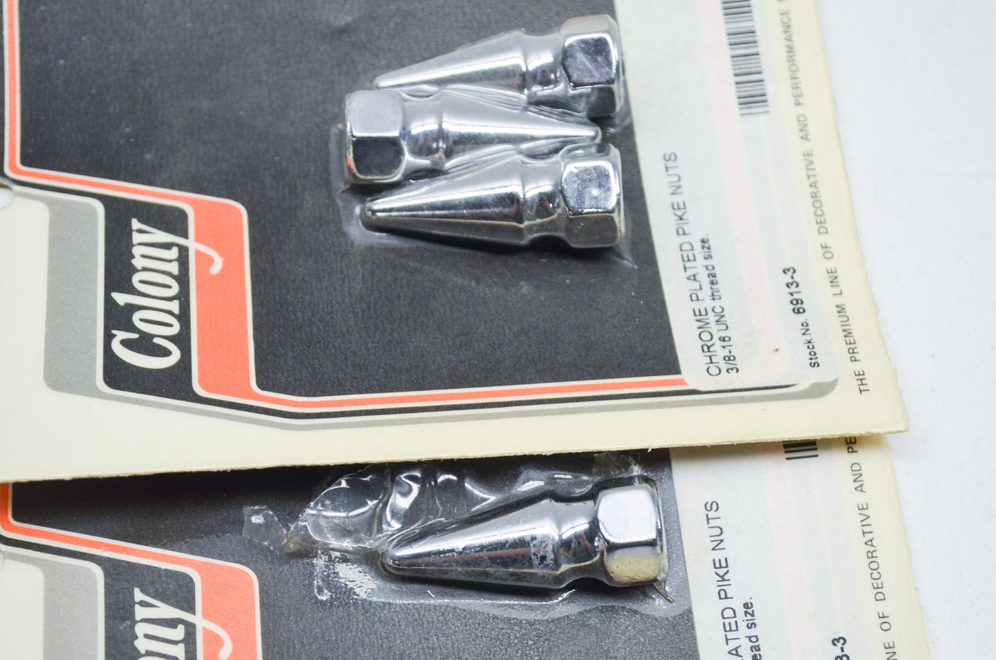 New V-Twin Colony Chrome Pike Nut, 3/8'-16 Coarse Thread Qty 4 NOS