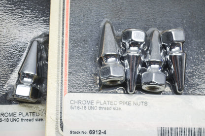 New V-Twin Colony Chrome Pike Nut, 5/16'-18 Coarse Thread Qty 5 NOS