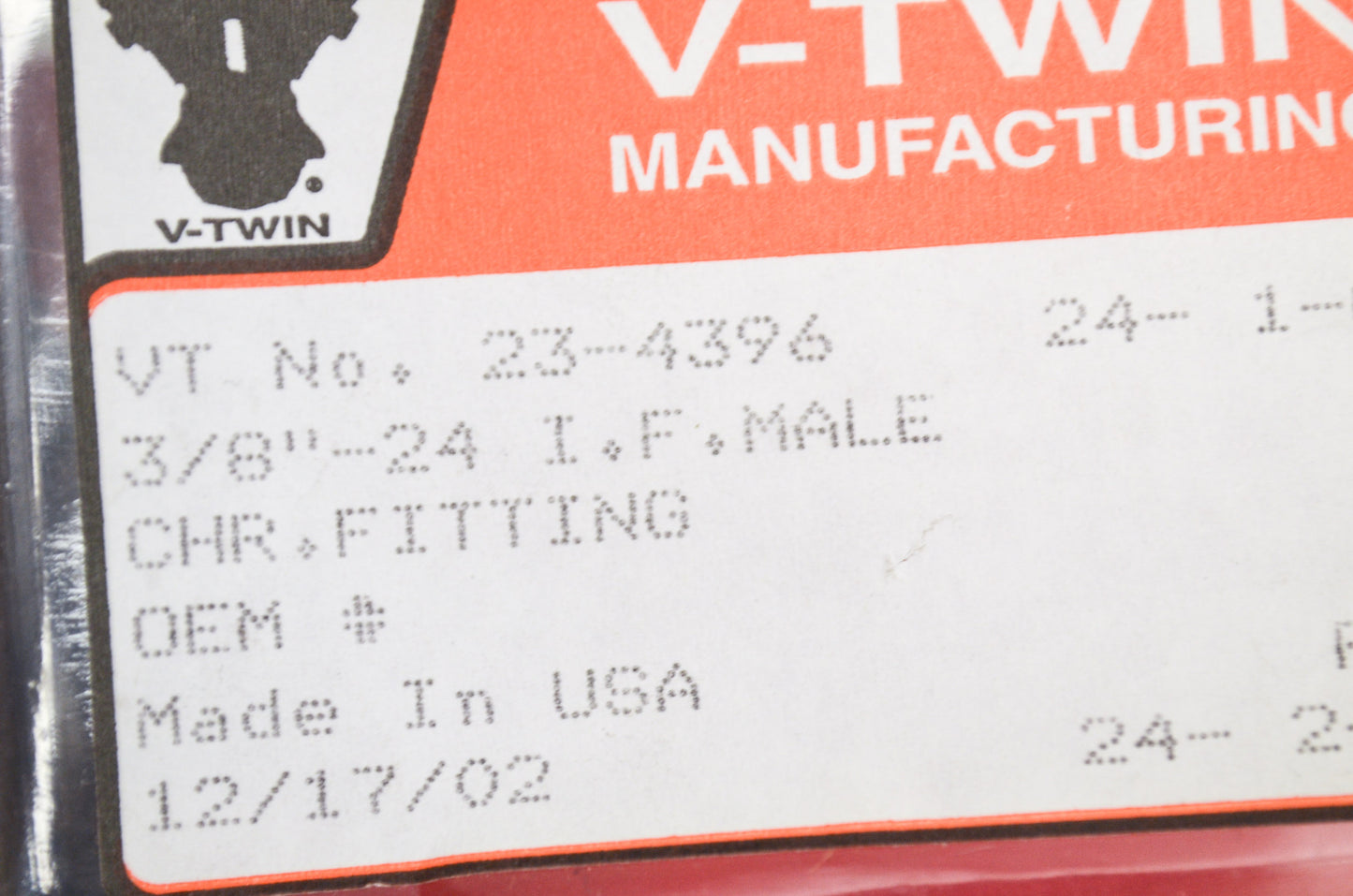New V-Twin Russell Brake Hose Adapter Fitting Straight Qty 2 NOS