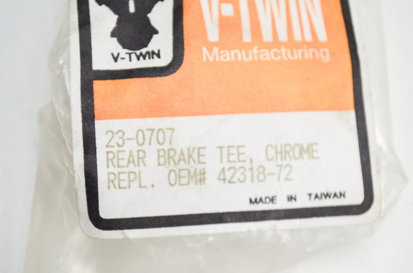 New V-Twin Brake Line Tee Chrome NOS