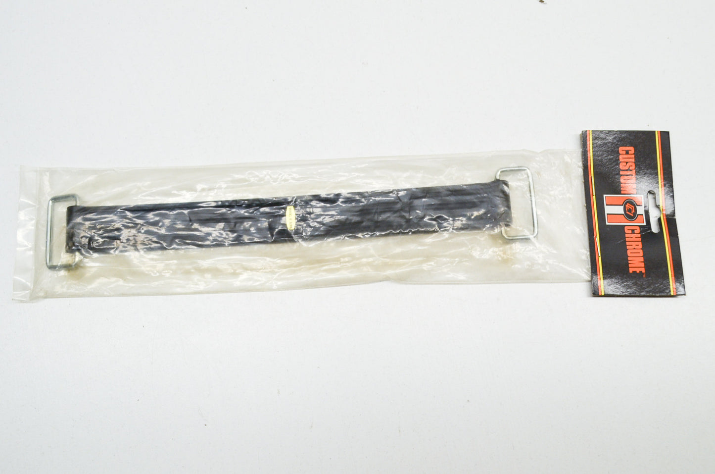 New Custom Chrome Rubber Battery Strap NOS
