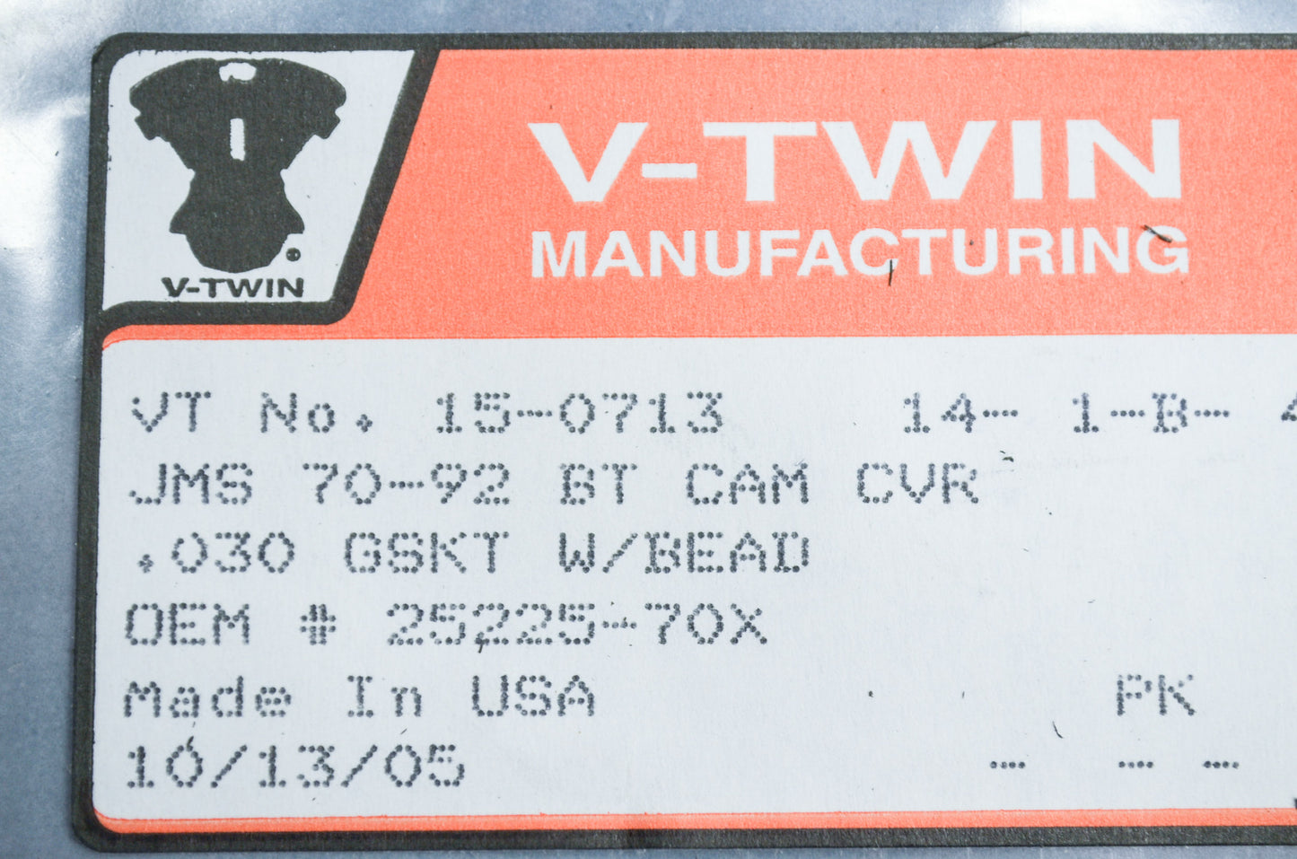 New V-Twin James Cam Cover Gasket .030 NOS